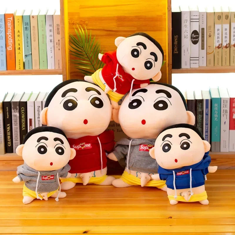 26-70cm Anime Crayon Shin-chan Doll Plush Red Blue Hoodies Detachable Collection Kawaii Stuffed Toys Dolls Bedroom Decoration