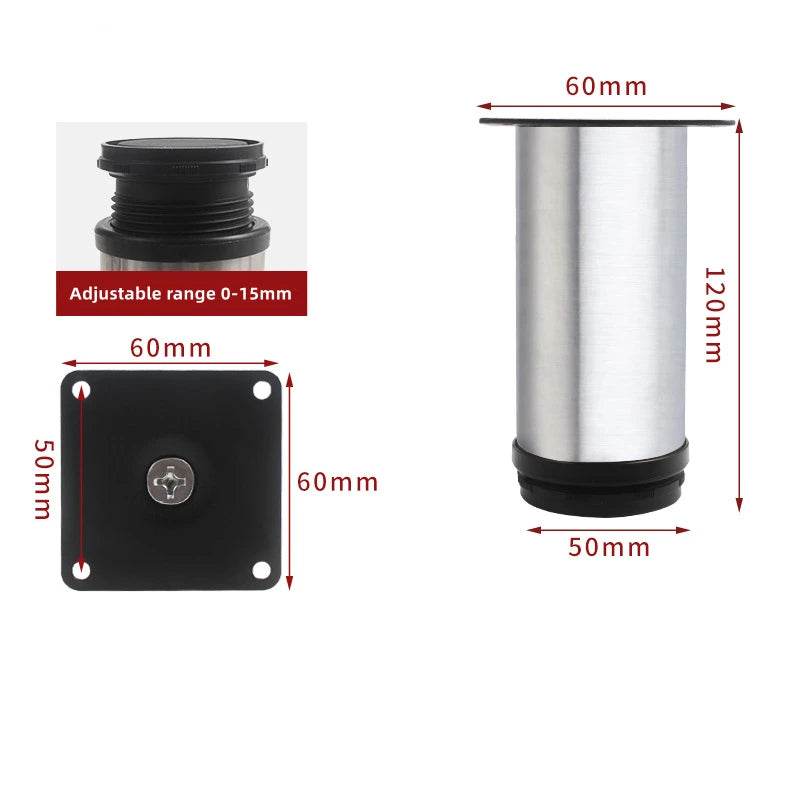 4Pcs 50mm-300mm Furniture Adjustable Cabinet Legs Stainless Steel Furniture Legs Cabinet Table Sofa Bed Feet Furniture Legs Feet