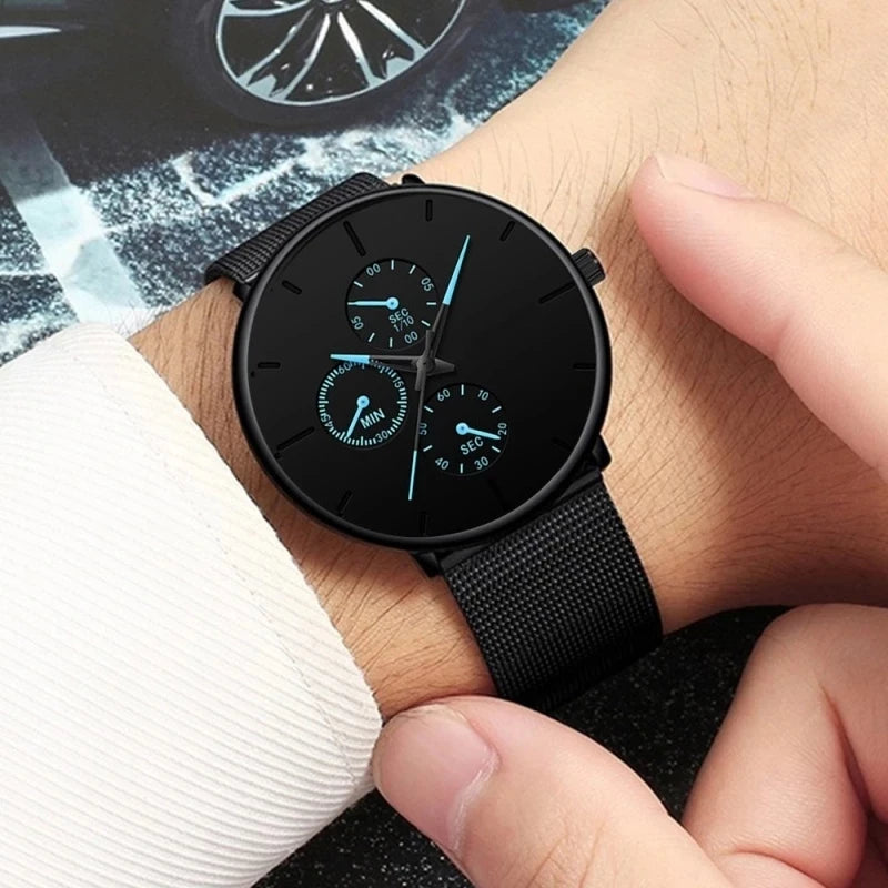 New Women Luxury Watches for Men Business Casual Ultra Thin Clock Male Stainless Steel Mesh Belt Quartz Watch relogio masculino