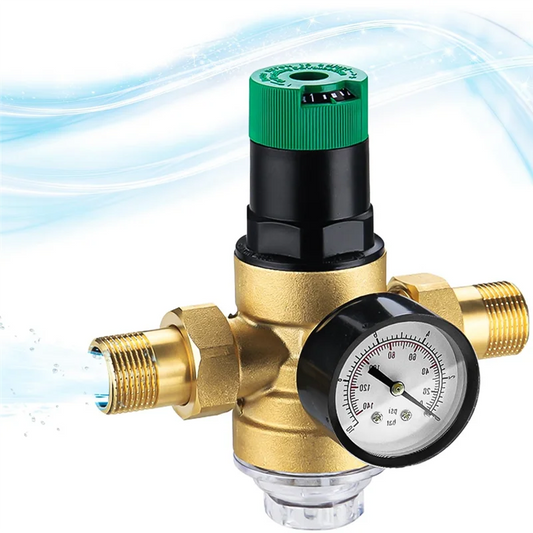 Water Pressure Regulator Water 3/4 Inch, Water Pressure Regulator With Water Pressure Gauge And Mesh Filter-AT36