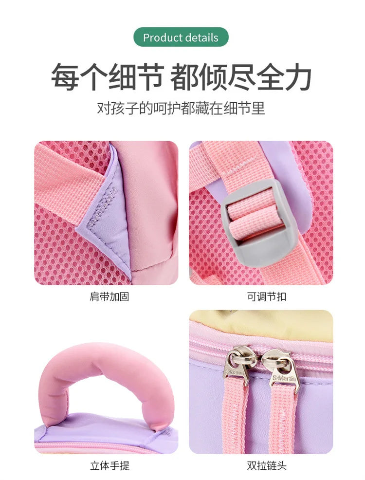 New Large-capacity Backpack Children Kindergarten Backpack Boys Girls Kids Load-reducing Color-blocking Double-shoulder Bag