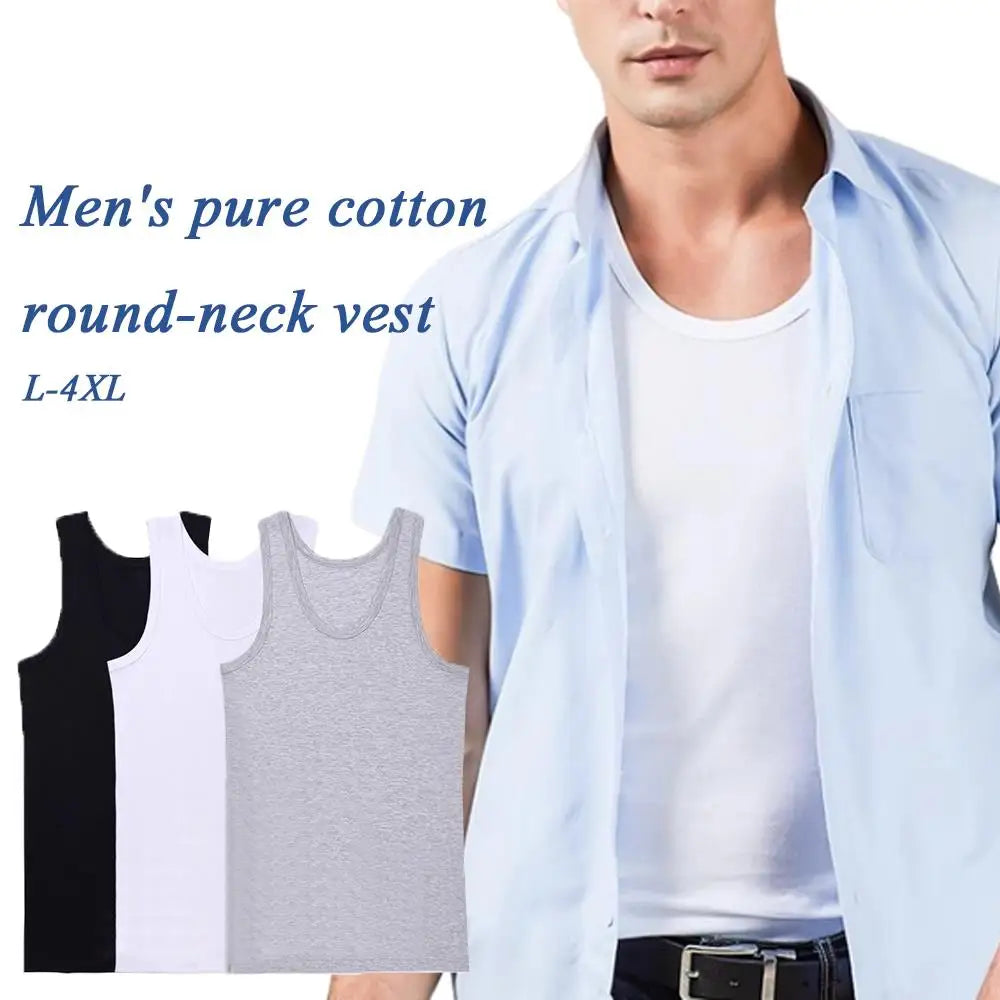 100% Pure Cotton White Grey Black Men Tank Tops Summer Plus Size Singlets Fitness Men Vest Casual Bodybuilding Vest T-shirt