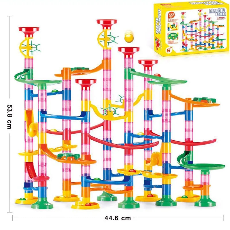 Marble Run Race Track Building Blocks Kids DIY Maze Ball Roll Toy Marble Run Race Coaster Set Marble Slide Pipes  Puzzle Toys