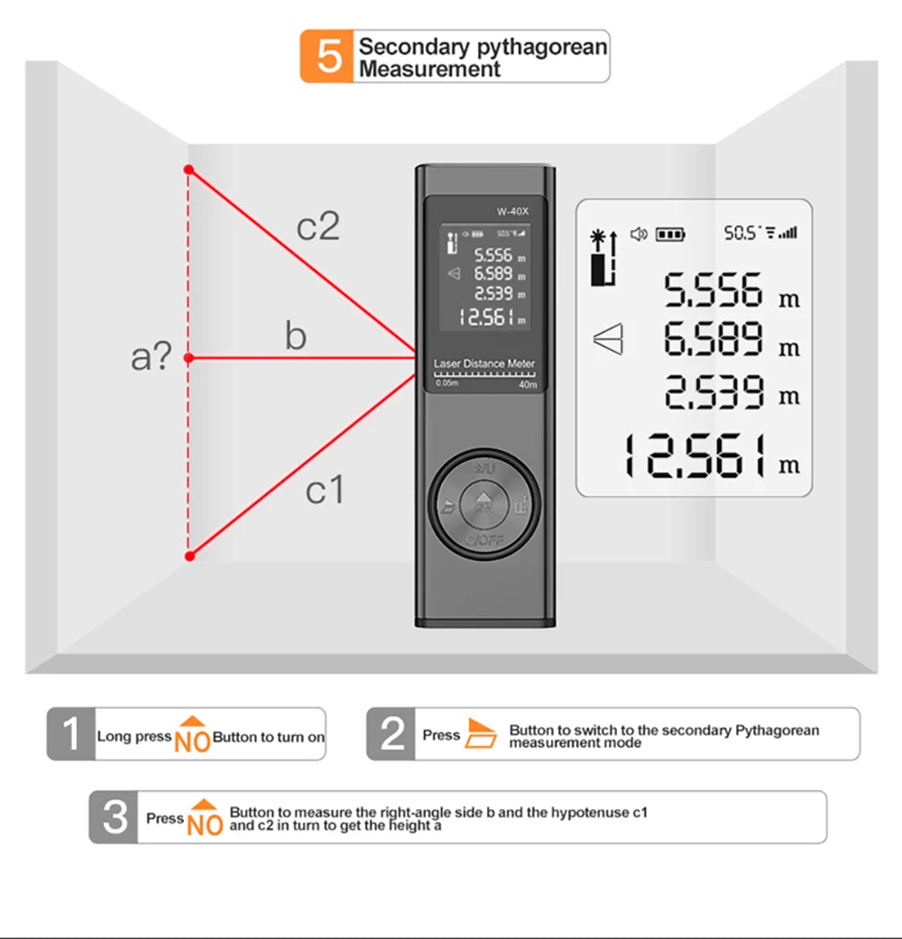 Mini Laser Rangefinder Laser Tape Measure Digital Laser Distance Meter Angle Measure Range Finder Portable Construction Tool