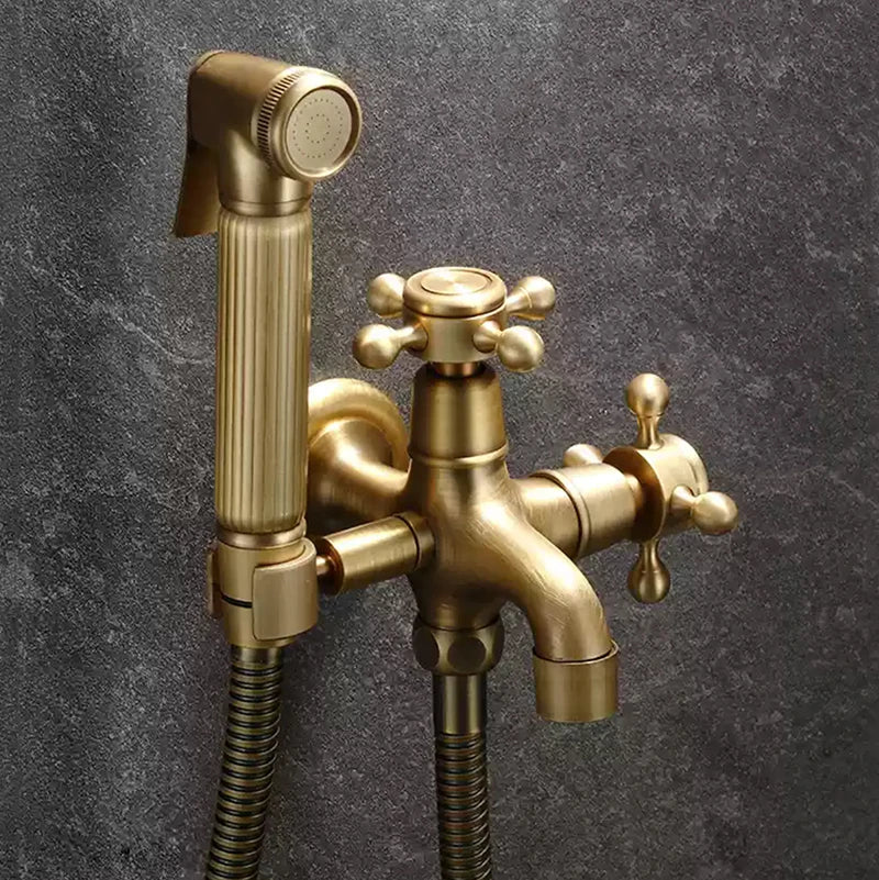 Hand Held Bidet Sprayer Douche Toilet Kit Copper Engrave Shattaf Shower Head Antique Valve Set Jet Bidet Faucet Set Bidet Set