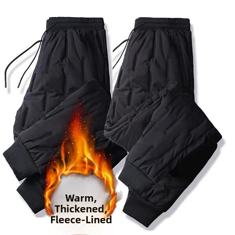 Men's down Pants Winter Outdoor Wear Thickened Large Size High Waist Warm Cold Proof Windproof Cotton Pants Harlan Style