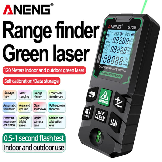 ANENG G50/G70/G100/G120 Autonomous Benchmark Rangefinder Green Laser Distance Meter 0.5~1 Second Flash Test Diastimeter Tools