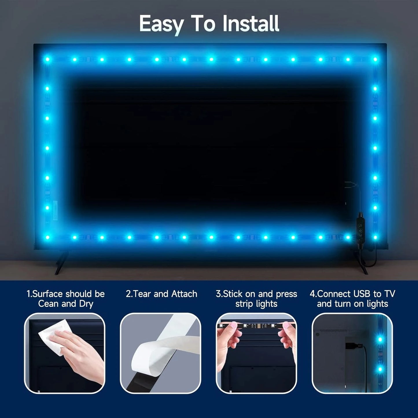 Led Strip Lights For Tv Smart Led Tape Light Usb 5V Led Lights Strip Remote Control Led Ribbon Strip Rgb Lighting Decoration