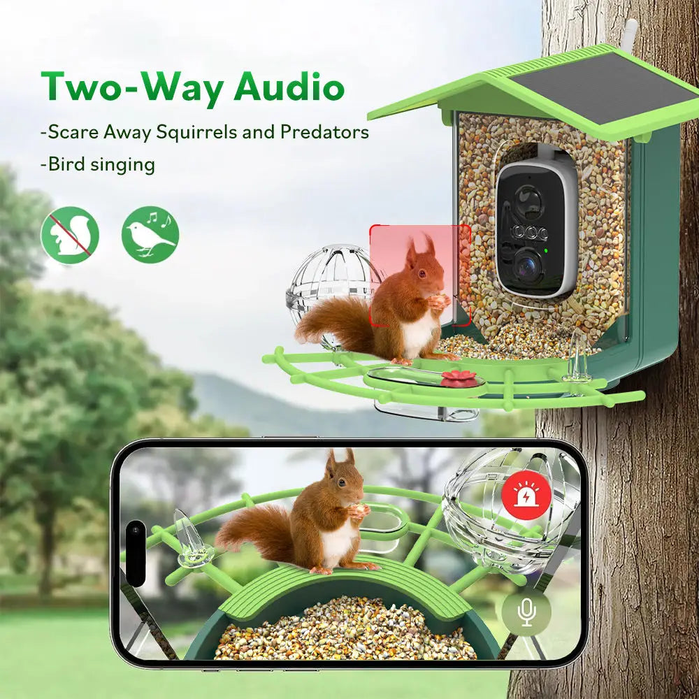 5MP Solar Bird Feeder Camera WiFi Wireless HD Night Vision with Solar Panel Rechargeable Battery Instant Alerts for Birdwatching