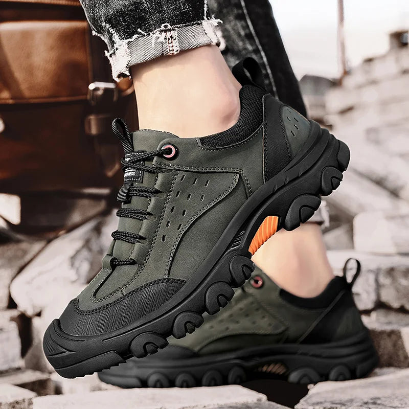 Genuine Leather Men's Casual Shoes Outdoor Sneakers Non-Slip Sports Hiking Footwear Leisure Walk Male Treking Footwear Trainers