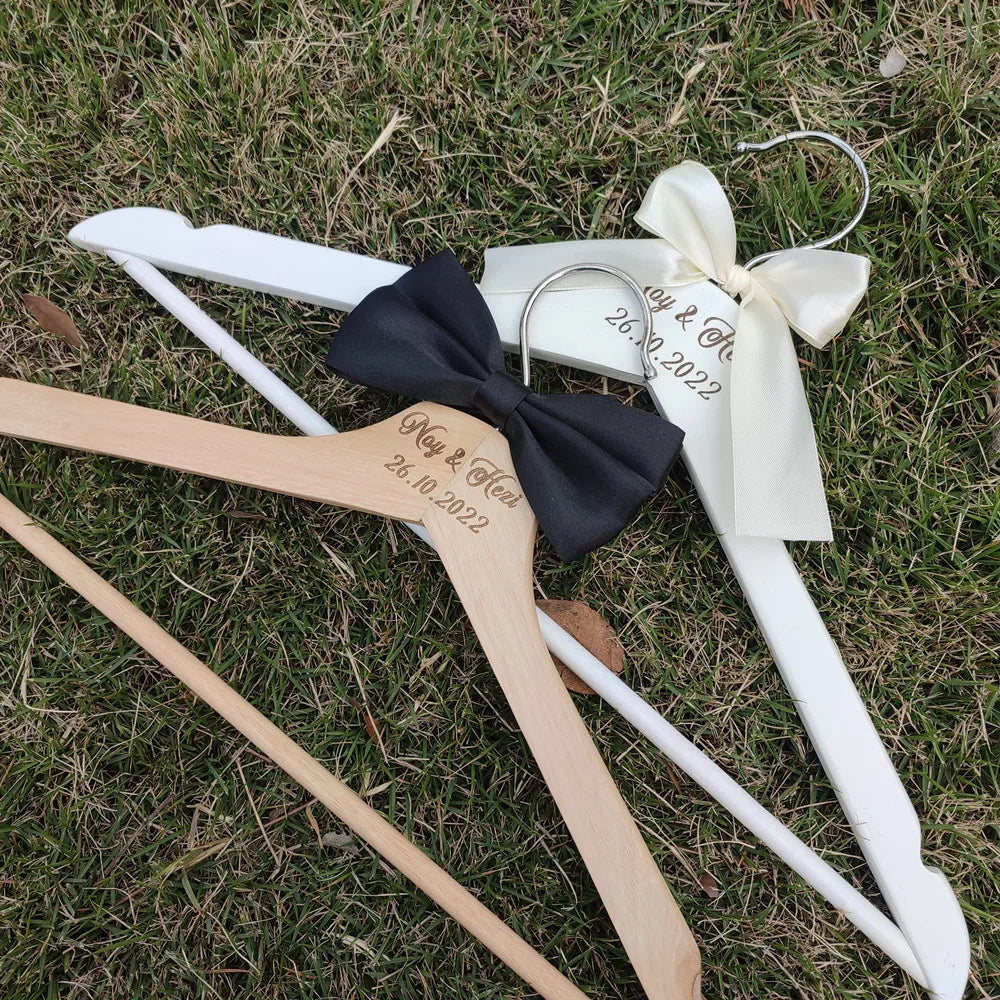 Personalized Wedding Dress Hanger, Engraved Bride and Groom Hangers, Wedding Dress Hanger
