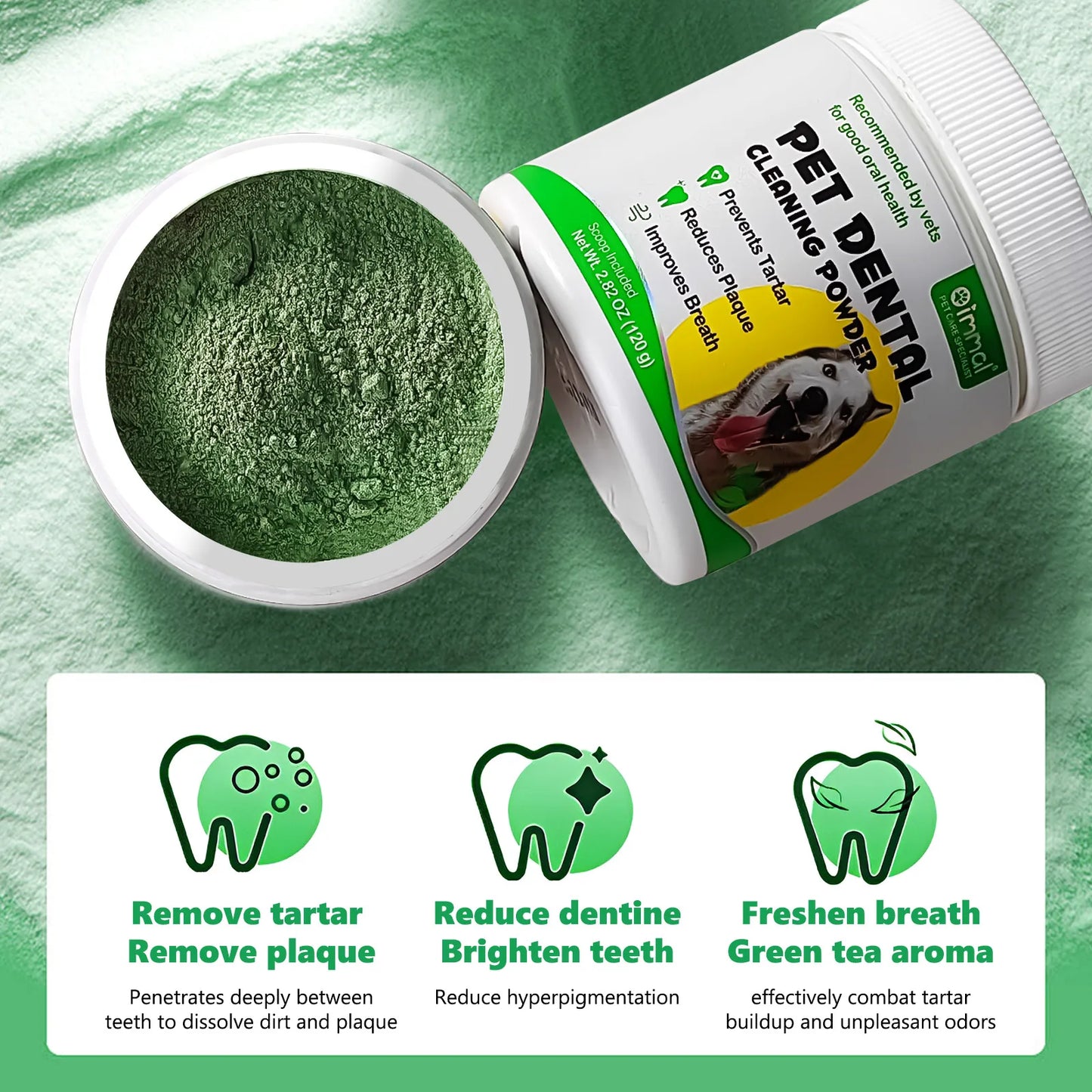Pets Dental Clean Powder Recommended by vets for good oral health Reduces Plaque Prevents Tartar Improves Breath with Probiotics