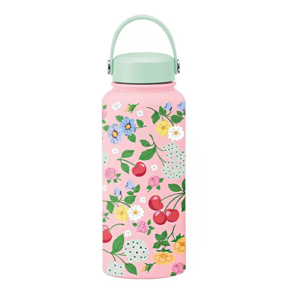 Gift INS Insulated Water Bottle 1L Portable Outdoor Insulated Mug Leak-proof Large Capacity Thermal Water Bottle Office