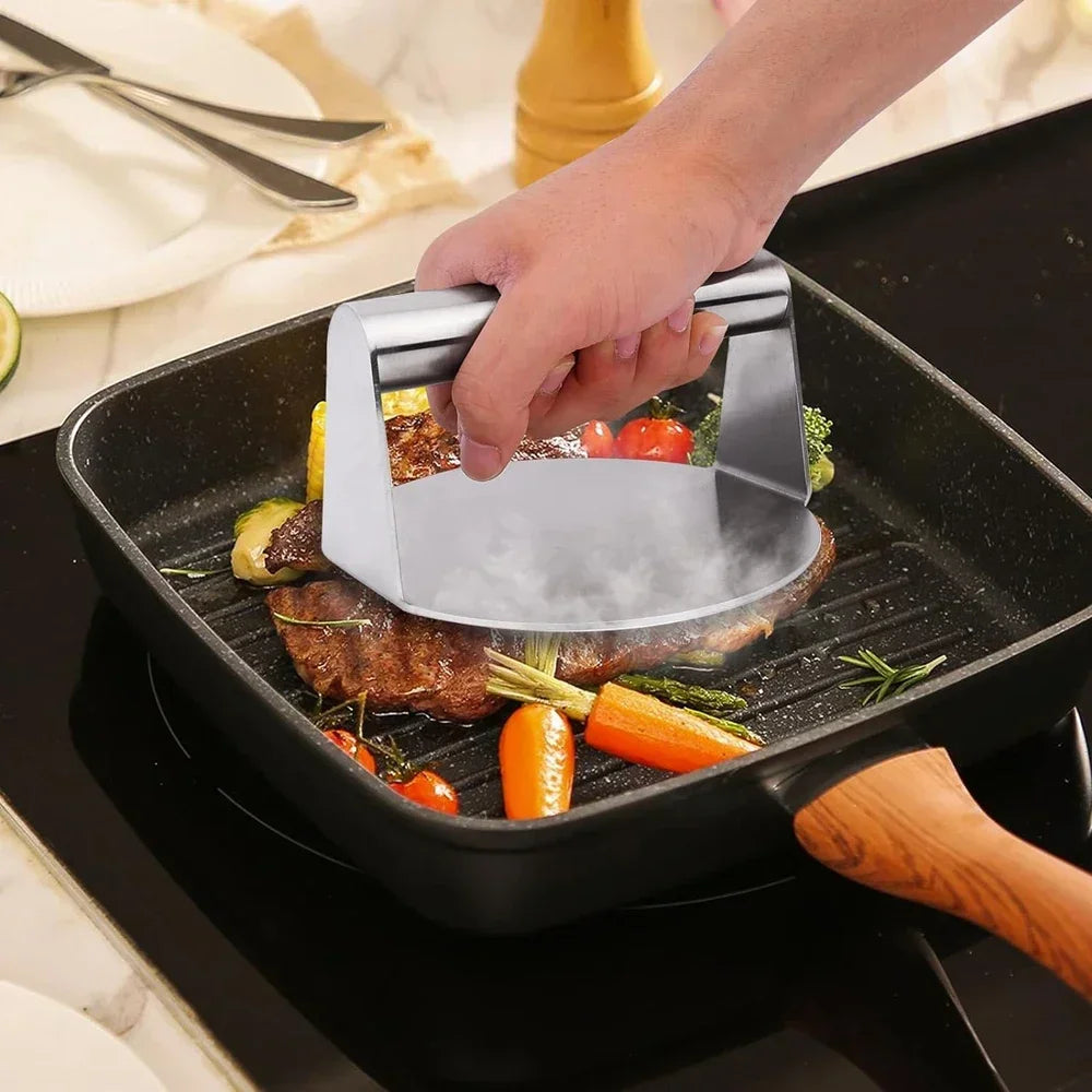 304 Stainless Steel Food Graded Smash Hamburger Presser Hamburger Patties Meat Masher Circular Meat Press Mold Burger Press