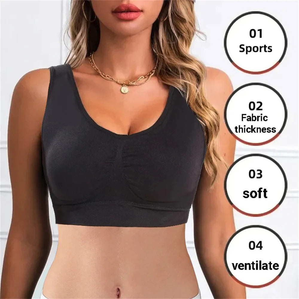 Women's Seamless Bra, Suspender, Tank Short Top, Solid Color, Sports Gym, Running, Fitness, Yoga