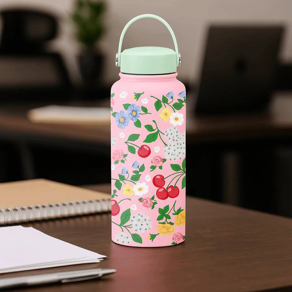 Gift INS Insulated Water Bottle 1L Portable Outdoor Insulated Mug Leak-proof Large Capacity Thermal Water Bottle Office