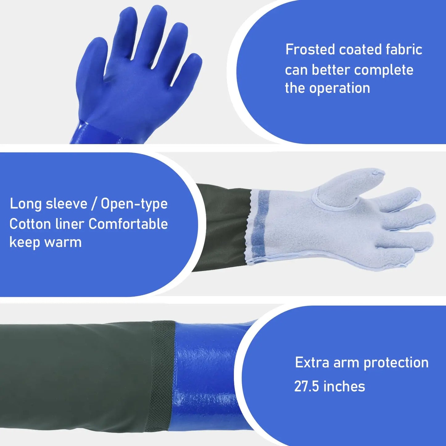 1Pair Long waterproof gloves, long chemical gloves Household cleaning, gardening work，reusable, padded cotton lining/acid and oi