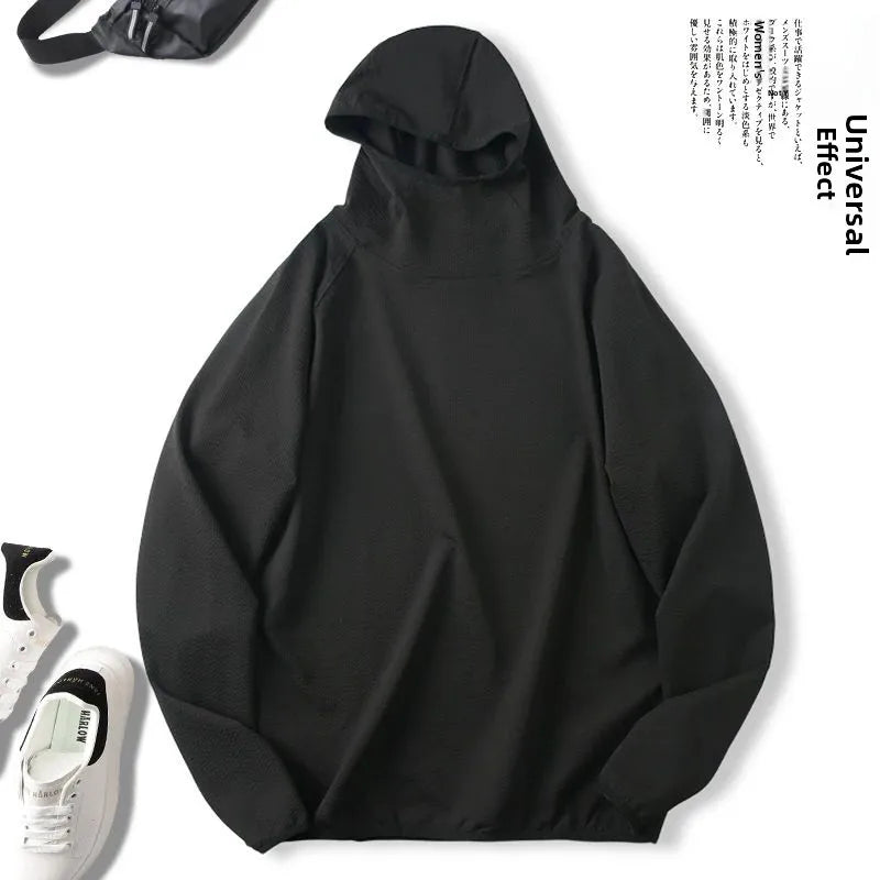 Unisex Outdoor Mountain Series Loose Fit Hoodie Thin Bubble Hooded Sweatshirt Breathable Long Sleeve T-Shirt for Teens