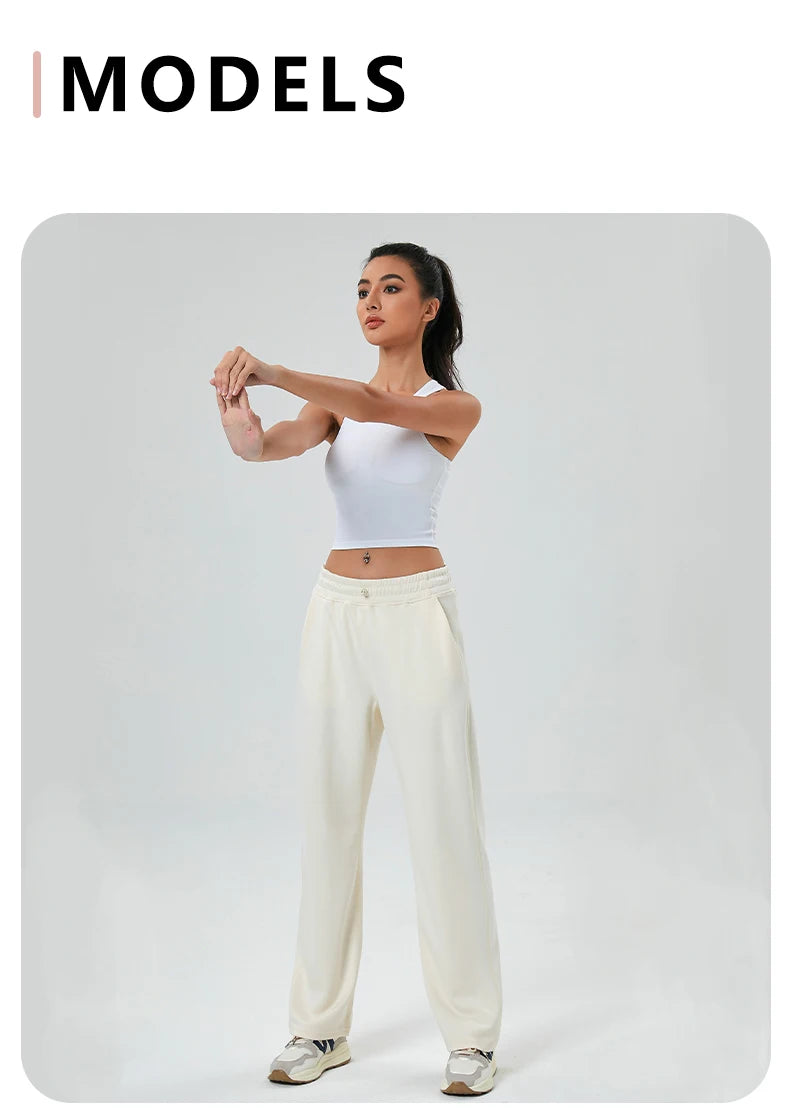 Butt Lift Wide Jogging Pilates Straight Yoga Pant Push Up Sports Trousers Fitness Training Wear High Waist Baggy Pants for Women