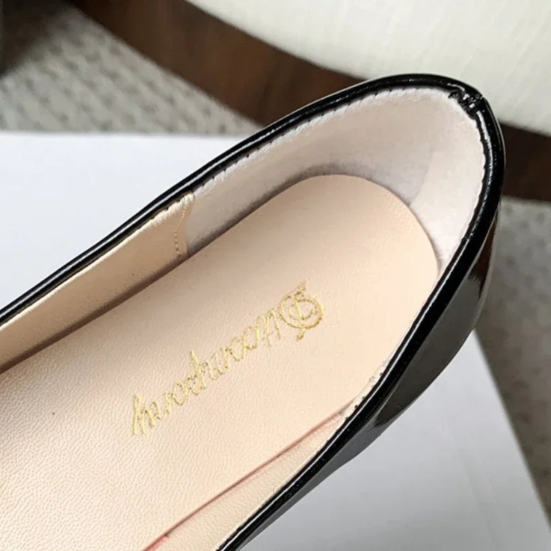 Ladies Formal Flat Shoes Spring Autumn Non-slip Women Black Causal Loafers Uniform Shoes Versatile Women's Ballet Leather Shoes