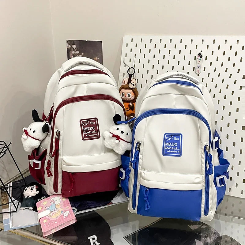 College Style Color Blocked Student School Bags Lightweight Large Capacity Multi-layer Storage Computer Backpack Campus Travel