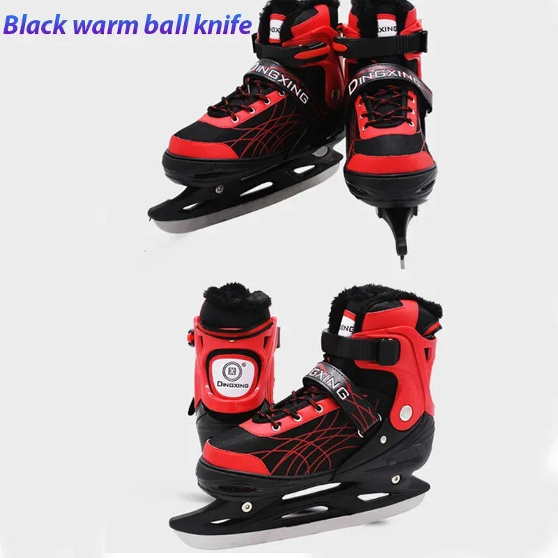 Adjustable Size Speed Skating Shoes Thermal Stretchable Ice Skates Ski Shoes Thicken with Ice Blade for Kids Adult Men And Women