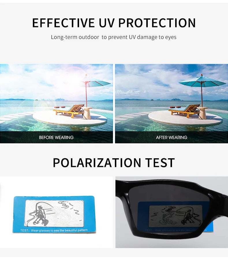 Outdoor cycling Polarized Sunglasses Men Frame Sport Sun Glasses Driver Retro Goggles eyewear go fishing Cool UV400 Anti-Glare