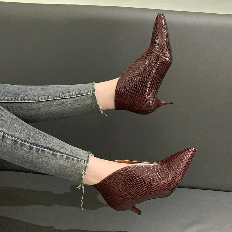 Women Boots High-heeled Shoes 2024 Spring Autumn New Fashion Pointed Thick High Heels Boots Women Shoes Comfortable Temperament