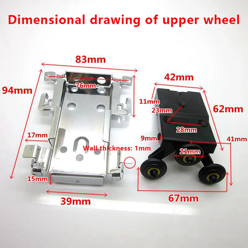 1pc Cabinet Sliding Wardrobe Door Part Top/bottom Down Wheels/Runner/Guides Kit Side-mounted Hanging Sliding Pulley Open Wheel