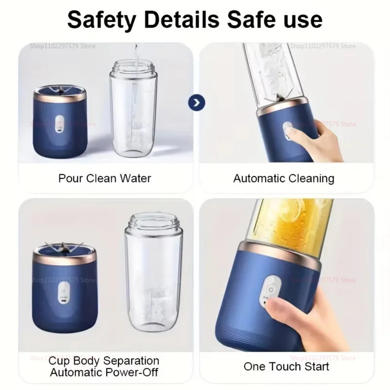 400ML Portable Electric Blender 40W USB Rechargeable Cordless Juicer High Powerful Juicer Cup For Smoothie Milkshake Juice Food