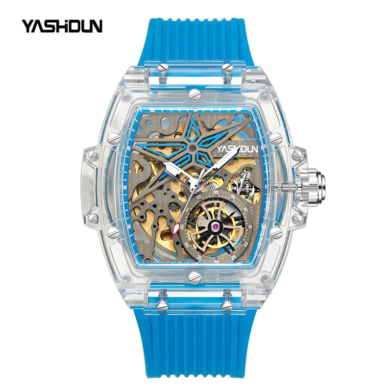 Automatic Mechanical Watch for Man Business Watch Double Side Hollows Skeleton Tourbillon Transparent Mechanical Men's Watch