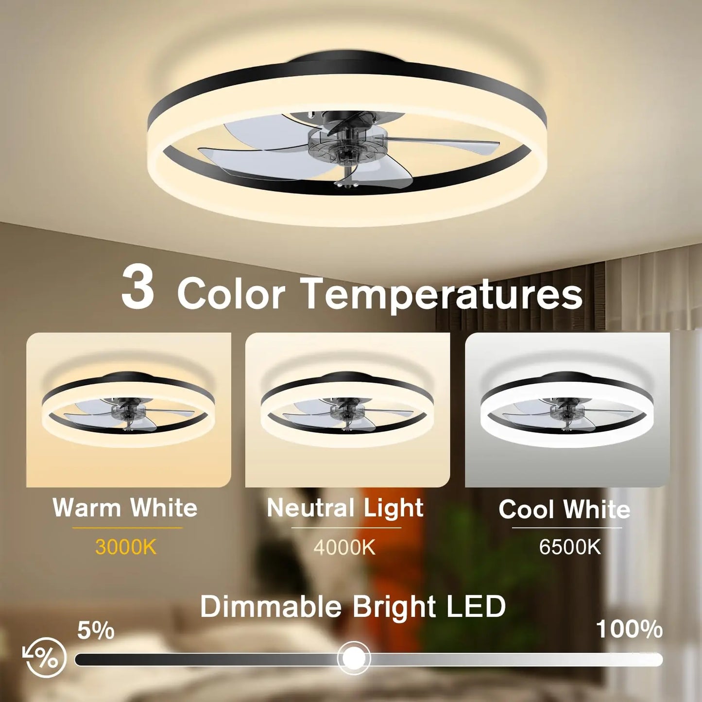 Ceiling fan with light Modern Dimmable Remote Control Ceiling Fans Living Room AC Variable Frequency Fan Ceiling Lamp