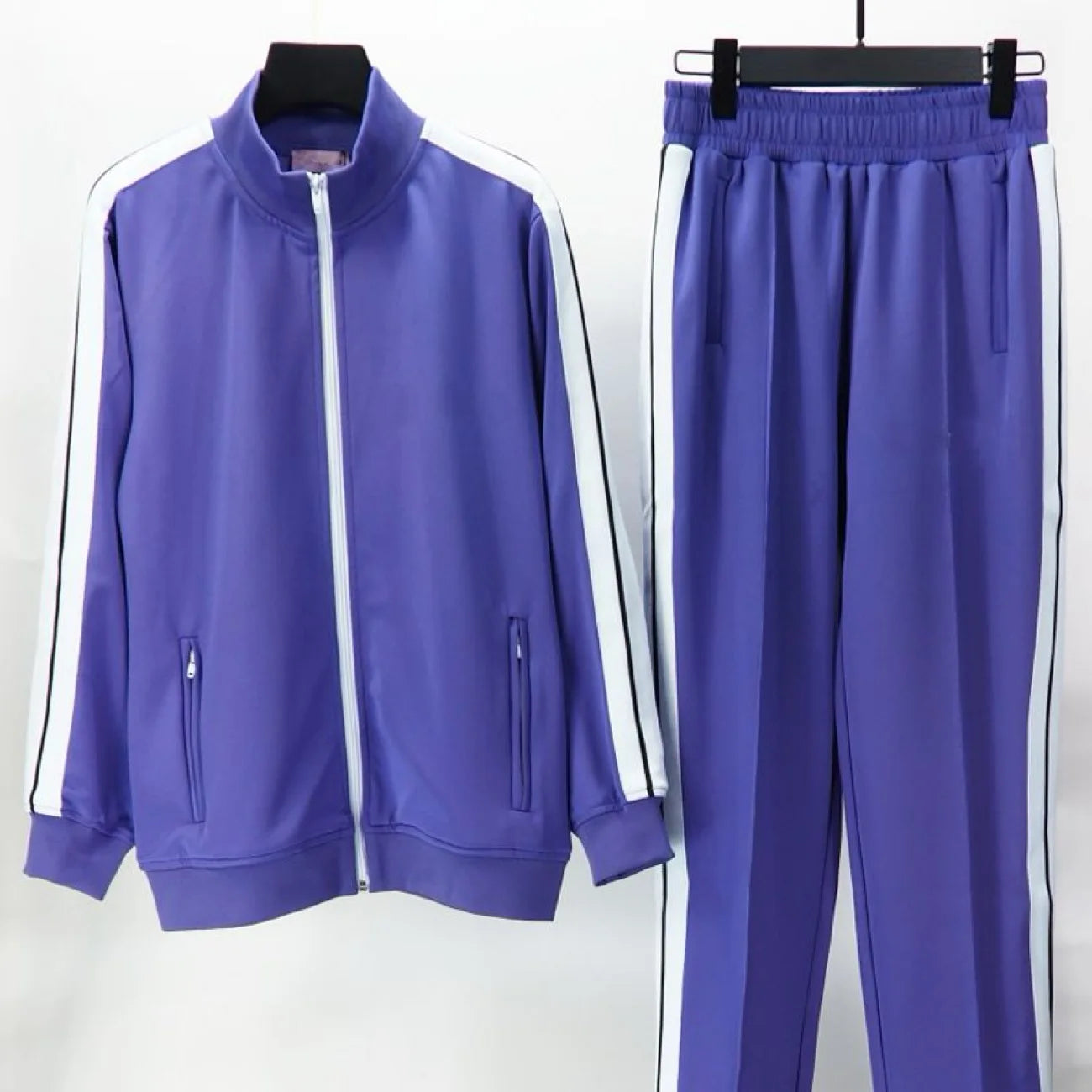 Men's 2 Piece Striped Tracksuit Set, Casual Zip Up Jacket and Jogger Pants Sports Outfit