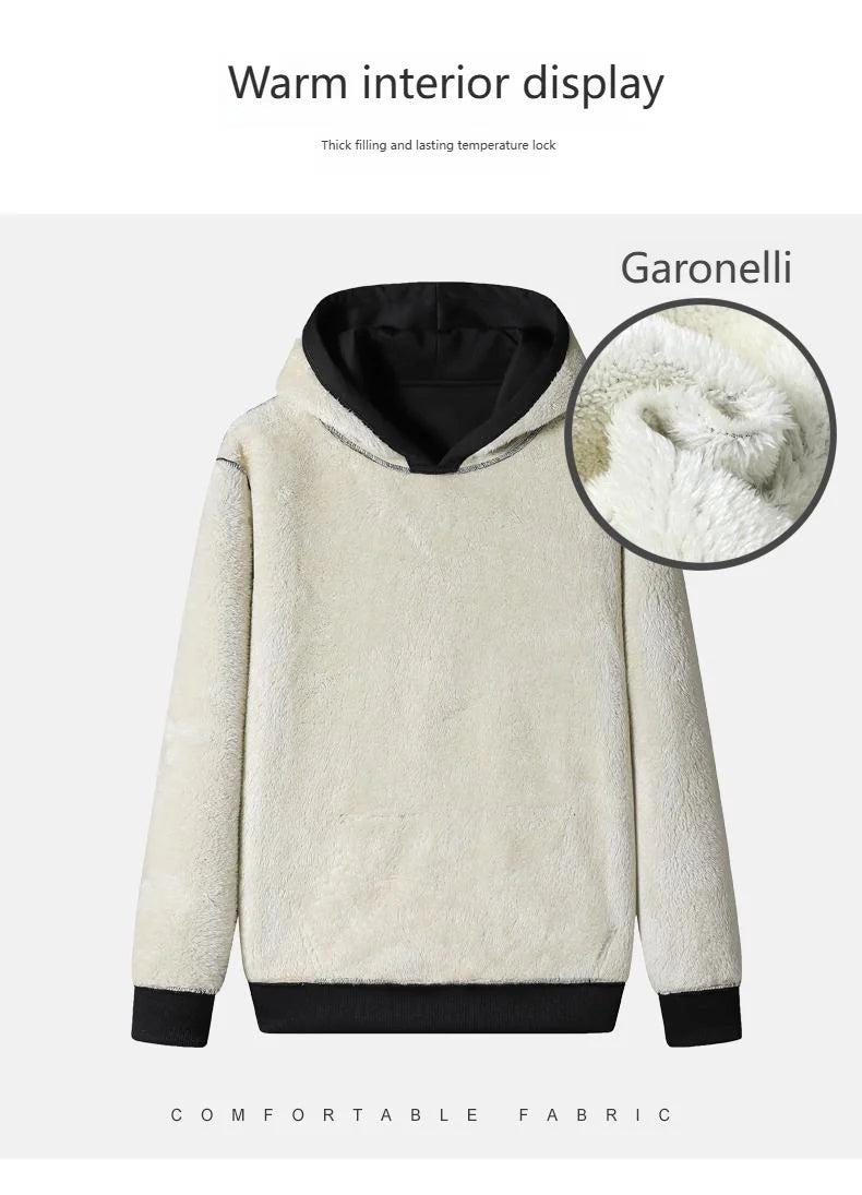 Winter Lambswool Men's Sets Thickened Fleece Sweatshirt Suit Men's Two-piece Hooded Tracksuit Men Sweatshirts Eu Sizes XS-2XL