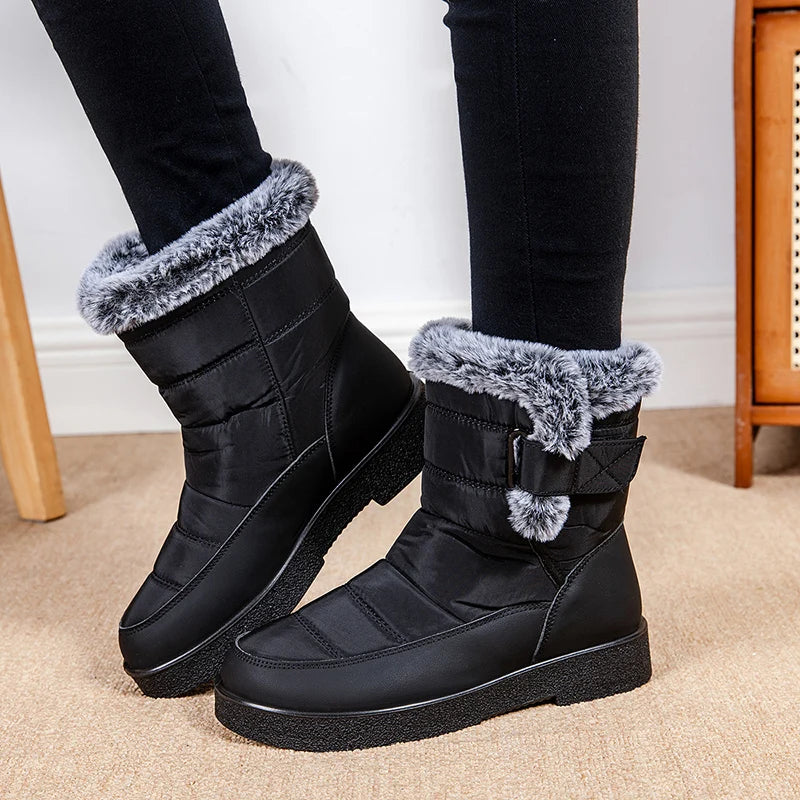 Women's Waterproof Winter Snow Boots Non Slip Platform Warm Ankle Boots Women Thicken Plush Cotton Padded Shoes Botas De Mujer