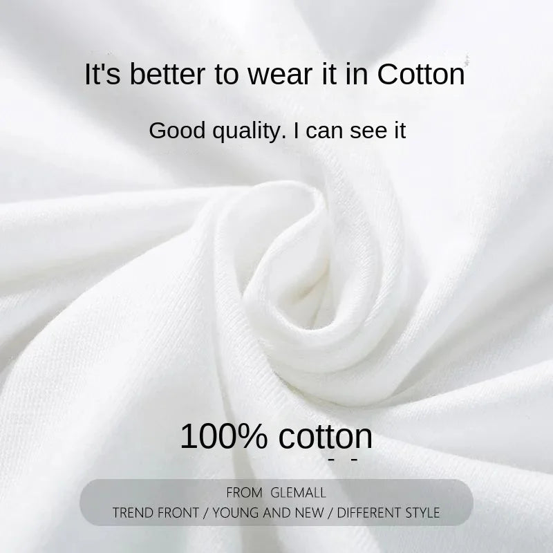 Fashionable Men's White 100% Cotton T-Shirt Golf Wear Men Short Sleeve Tee Solid Color O Neck Casual Summer Undershirt Tee Top
