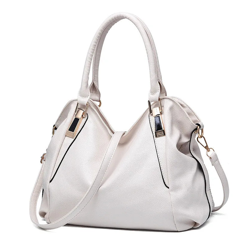 Ladies' leather bag, soft leather, mother's bag, simple middle-aged women's bag, large capacity handbag, crossbody bucket bag