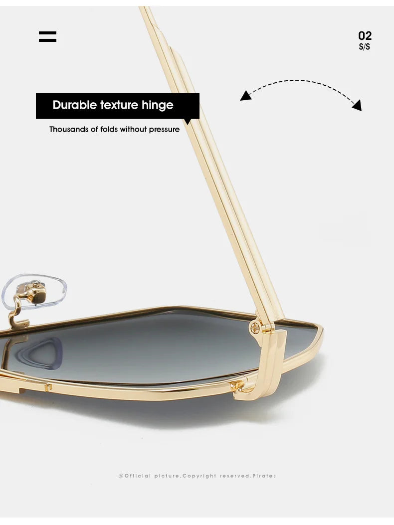 High Quality Square Polarized Sunglasses For Women Retro Oversized Double Bridge Sun Glasses Men Luxury Big Metal Goggle Shades
