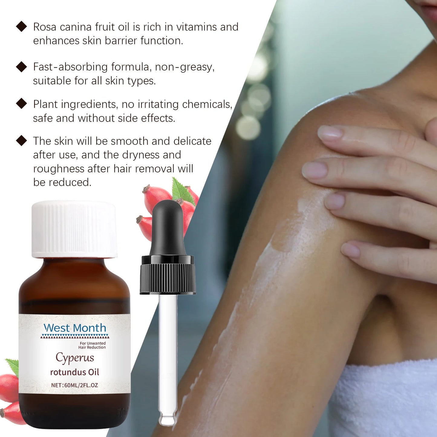 Cyperus Rotundus Depilatory Oil Formula Of Multiple Plant Essential Oils Slows Down Stimulation Of Hair Growth Nourish Protect