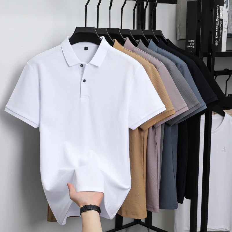 100% pure cotton men's new short-sleeved summer fashion Polo shirt, high-quality luxury premium T-shirt, business casual top
