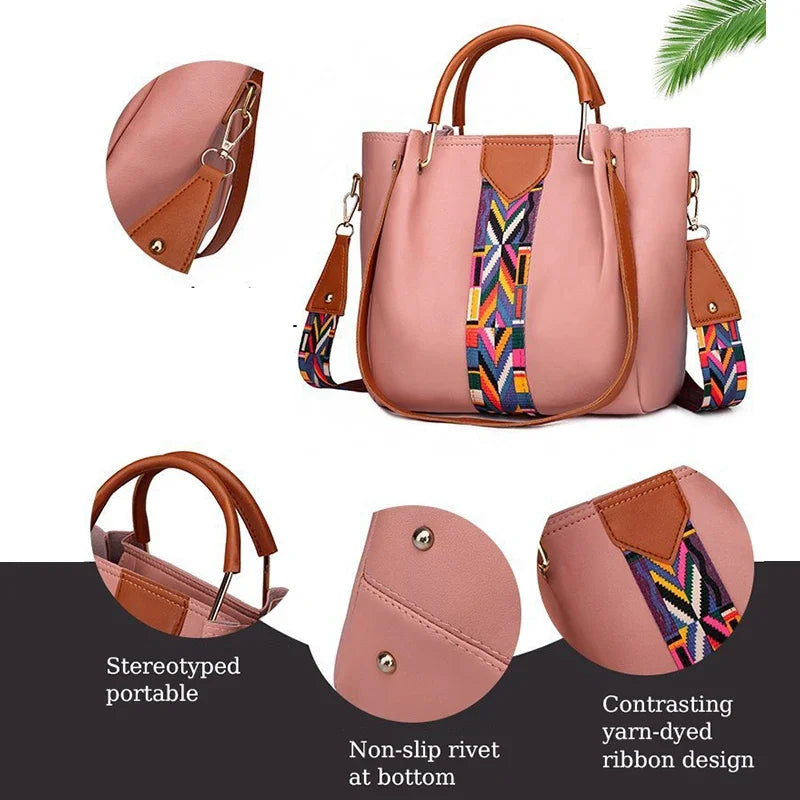 Women's Bag Luxury Handbag Large Capacity Tote 4 Pcs Ladies Bag Fashion Shoulder Bag Wallet Card Bag