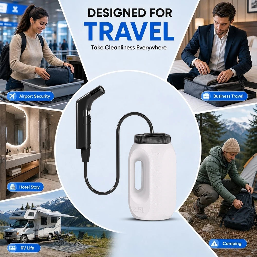 2.5L Portable Electric Bidet Rechargeable Shataf Hand Bidet Butt Sprayer for Personal Hygiene Cleaning Travel Camping Bidet