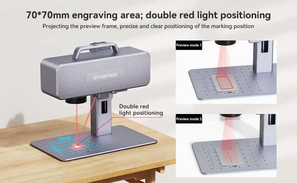 M4 Fiber Laser Engraver 12000mm/S High Speed Desktop Infrared Marking Machine With 70 * 70mm For Metal Plastic Leather