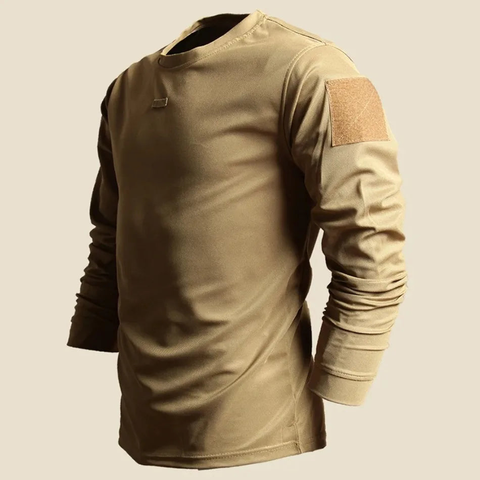 Spring Training Tactical Top Mens Elastic Wear-resistant Outdoor Sports Long Sleeved T-shirt Quick Drying Slim Round Neck Shirt
