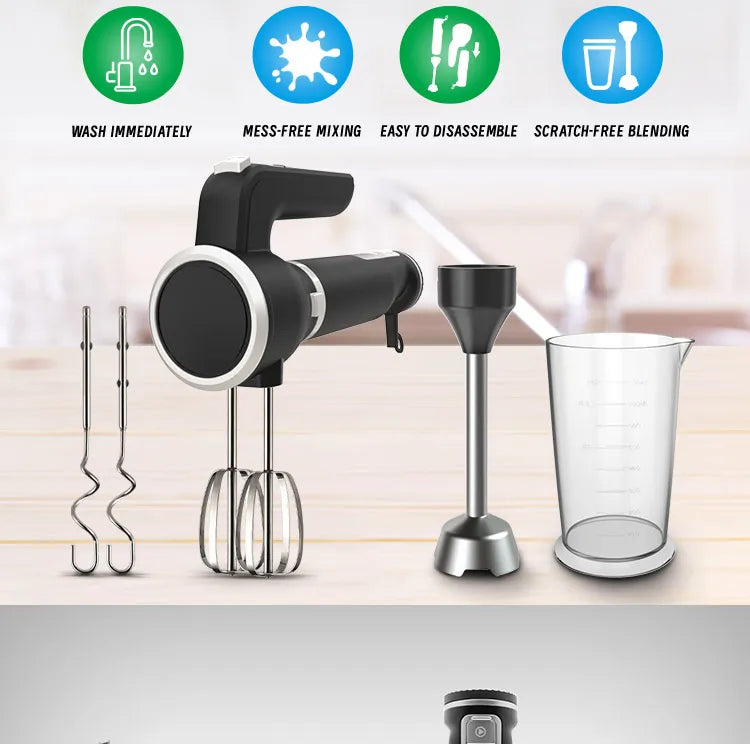 Manual Hand Blender 800 Peak Watt 1 Speed Immersion Blender And 7 Speed Hand Mixer Easy Glide Hand Blender Electric 600ml