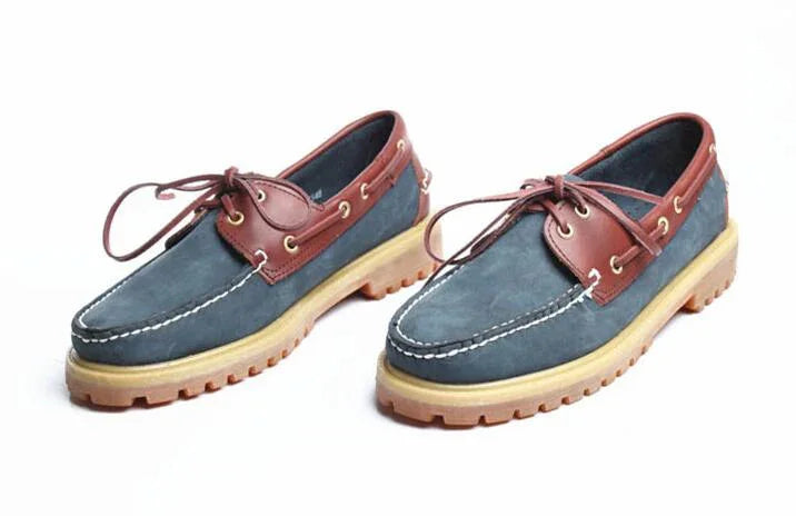 Genuine Leather Men's Casual Shoes Fashion Boat Shoes England Platform Luxury Lace up Male Loafers Driving Shoes46 Low Heel