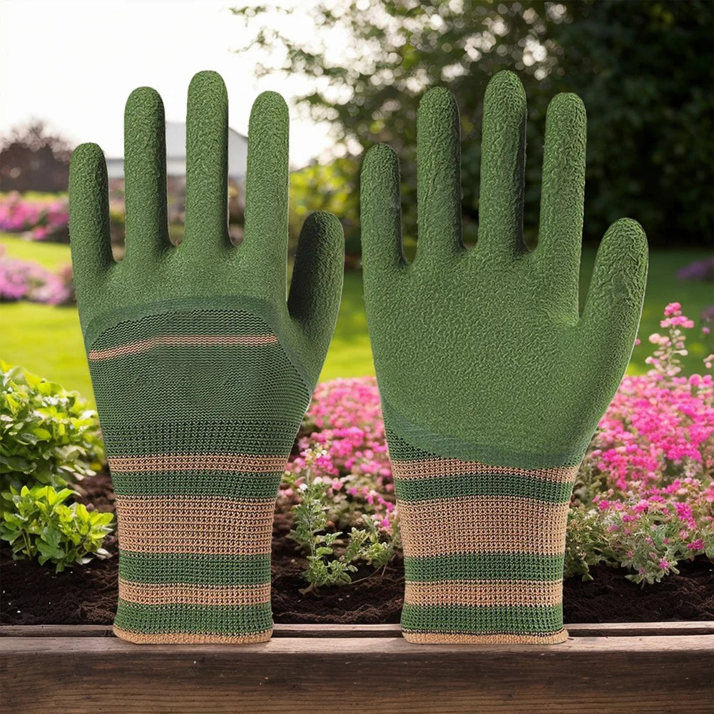 1/2pairs Gardening Gloves Latex Waterproof Horticultural Gloves Non-slip Protective Gear Vegetable Flower Plant Gardening Glove