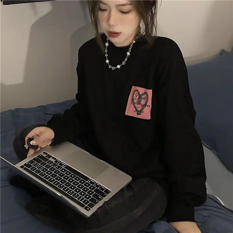 Patchwork Hoodies Women Loose Designer Korean Style Spring Fashion Leisure All-match Female Streetwear Students Ins Sweatshirts