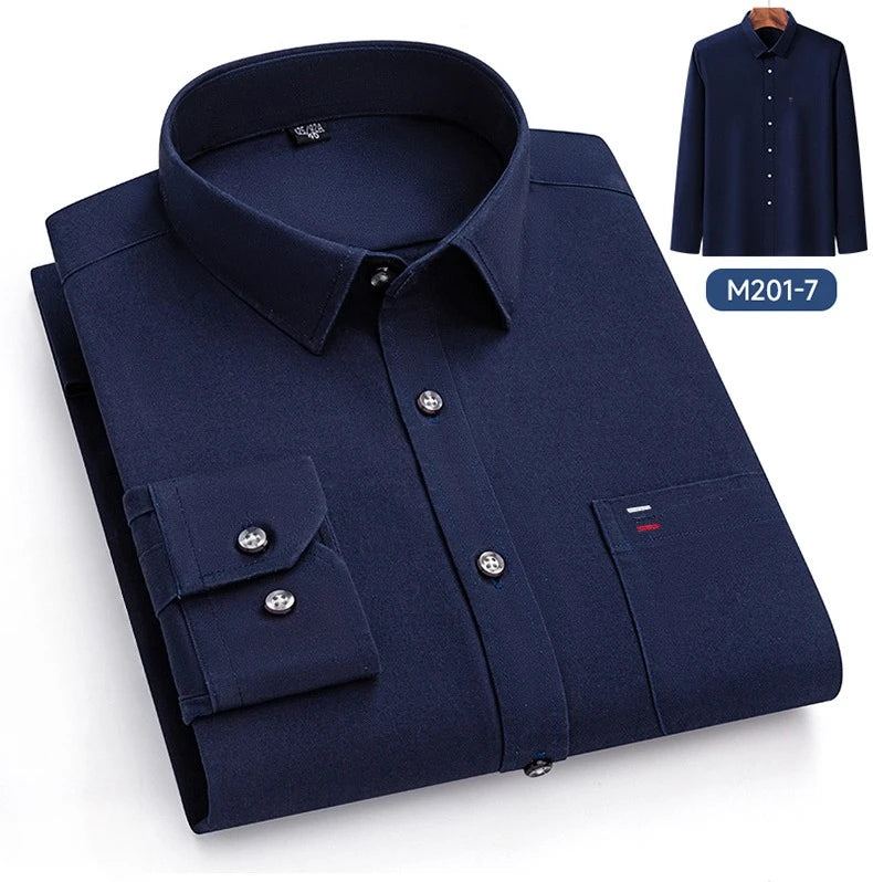 Luxury cotton single pocket long-sleeve shirts for men Smart Casual business regular fit shirt designer vintage black clothes
