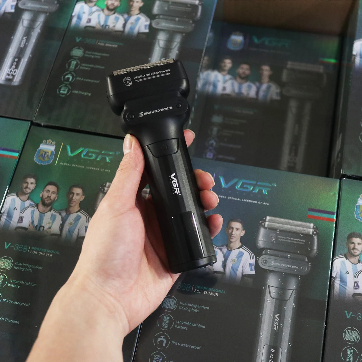 VGR V368 Beard Trimmer for Men with Double Foil Washable 9000RPM DC Motor Professional Barber Machines Shaving Machine